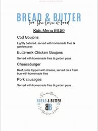 Image result for Bread and Butter Menu
