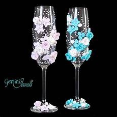 bicchieri decorati wedding flutes decorati a mano con fimo e perle feste bicchieri decorati wedding flutes decorati a mano con fimo e perle feste