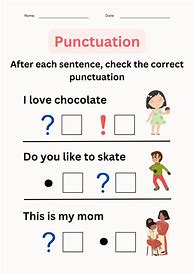Image result for Punctuation Worksheets Grade 1