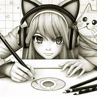 Image result for Girl with Cat Ears Drawing