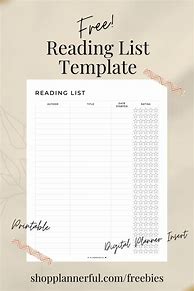 Image result for Reading List Template Free