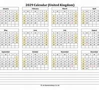 Image result for Calendar 2029 UK