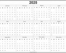 Image result for 2025 Annual Calendar