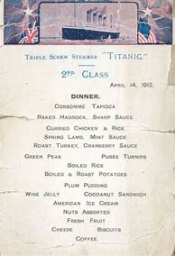 Image result for Titanic Menu Recovered