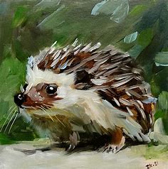 "Hedgehog painting Original Small oi..." by Zhanna Kan