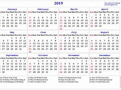 Image result for USA Calendar 2019