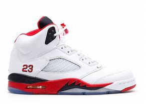 Image result for Jordan 5s Red and White
