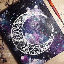 Image result for Acrylic Moon Galaxy Painting