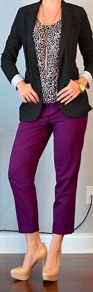 Image result for Blue T-Shirt Purple Pants Women