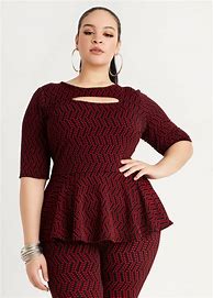 Image result for Plus Size Cut Out Peplum Knit Top