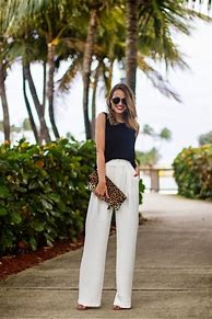 Image result for What to Wear with White Wide Leg Pants