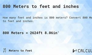 Image result for 800 Meters to Feet