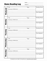 Image result for Reading Log with Summary Printable
