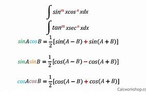 Image result for Trig Integral Formulas