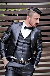 Image result for Black Leather Suit for Men