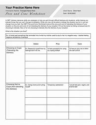 Image result for Pros and Cons Counseling Worksheet