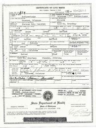 Image result for Oklahoma Birth Certificate