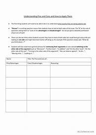 Image result for Pros and Cons Worksheet.pdf