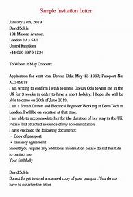 Image result for Visitor Visa Invitation Letter