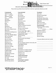 Image result for Review of Systems Checklist Template