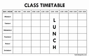 Image result for Blank School Class Schedule Template