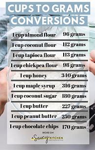 Image result for Grams to Cups Chart