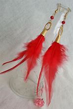 Image result for Red Feather Earrings