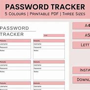 Image result for Free Printable Password Tracker PDFs