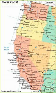 Image result for Map of West Coast USA
