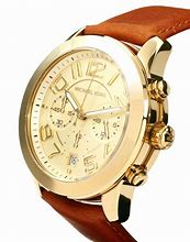 Image result for Gold Watch Brown Leather Strap