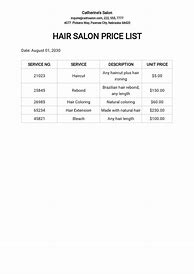 Image result for Hair Price List Template