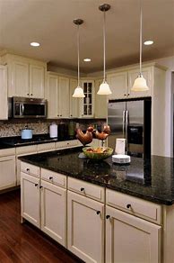 Image result for Light and Dark Kitchen Cabinets