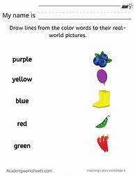 Image result for Kindergarten Color Words Worksheets
