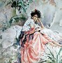 Image result for Gordon King Paintings Beautiful Woman in Summer Garden with Butterfly