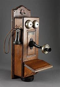 Image result for Antique Wooden Crank Wall Phone