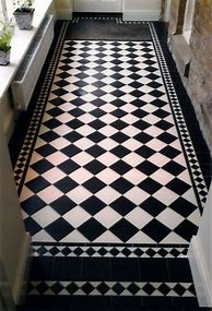 Image result for White Floor Tile with Black Border