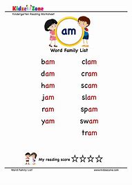 Image result for AM Word Family List