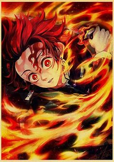 Démon slayer: kimetsu no yaiba tanjirou nezuko anime affiche papier kraft affiches... | bol.com