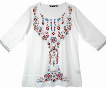 Image result for White Embroidered Tunic Top