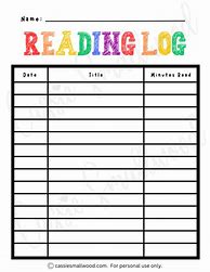 Image result for Reading Log Kindergarten Printable