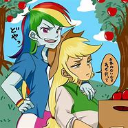 Image result for Rainbow Dash and Applejack Human