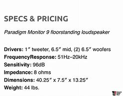 Image result for Paradigm Monitor 9 Speakers