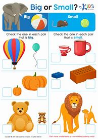 Image result for Size Big and Small Worksheets