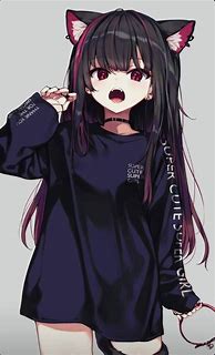 Image result for Cute Anime Cat Girl Black Hair