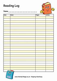 Image result for Printable Reading Log Template