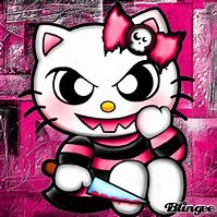 Image result for Hello Kitty Scary Black Background Big Mouth