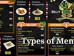 Image result for Types of Restaurant Menus