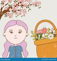 Image result for She Fill the Basket with Flowers Cartoon