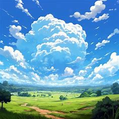 夏の草原と入道雲【2024】 | 草原 イラスト, 草原, 壁紙アート