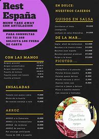 Image result for Menu Restaurante Español